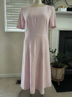 Nwt Ann Taylor Womens 6 Pink Short Sleeve Midi Dress